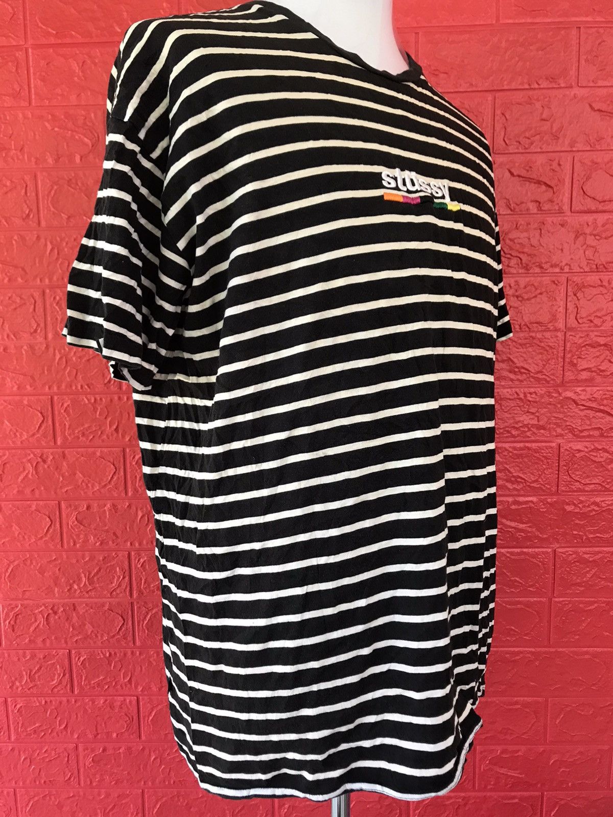 Japanese Brand × Stussy STUSSY STRIPED TSHIRT BIG LOGO EMBROIDERY Size US L / EU 52-54 / 3 - 5 Thumbnail