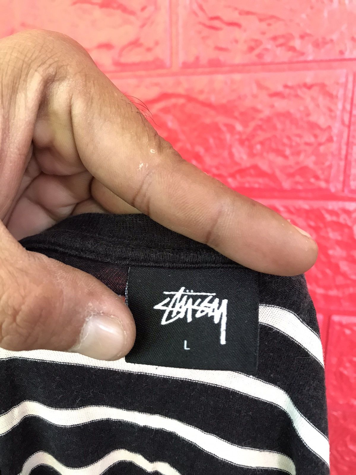 Japanese Brand × Stussy STUSSY STRIPED TSHIRT BIG LOGO EMBROIDERY Size US L / EU 52-54 / 3 - 8 Thumbnail