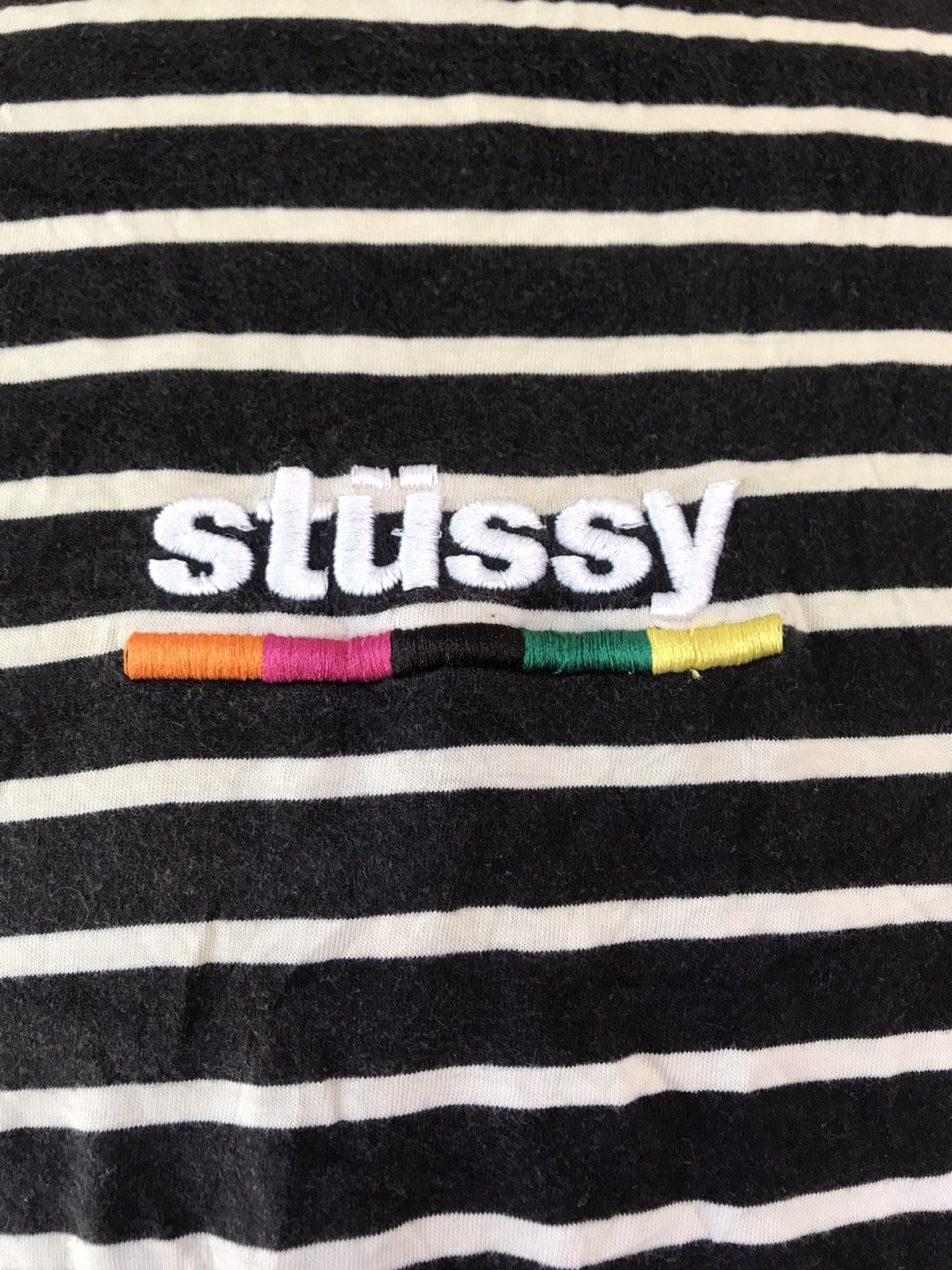 Japanese Brand × Stussy STUSSY STRIPED TSHIRT BIG LOGO EMBROIDERY Size US L / EU 52-54 / 3 - 4 Thumbnail