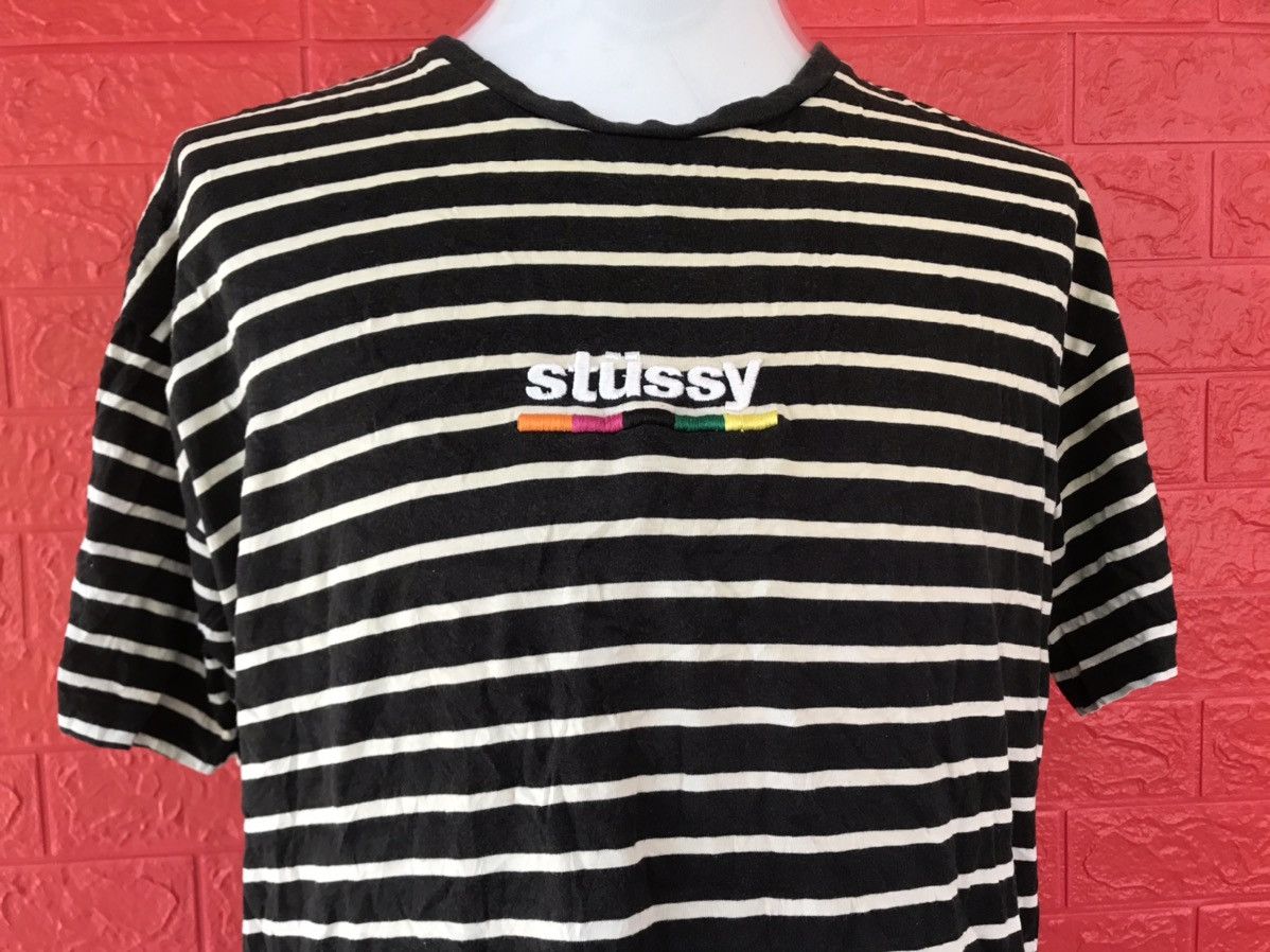 Japanese Brand × Stussy STUSSY STRIPED TSHIRT BIG LOGO EMBROIDERY Size US L / EU 52-54 / 3 - 3 Thumbnail