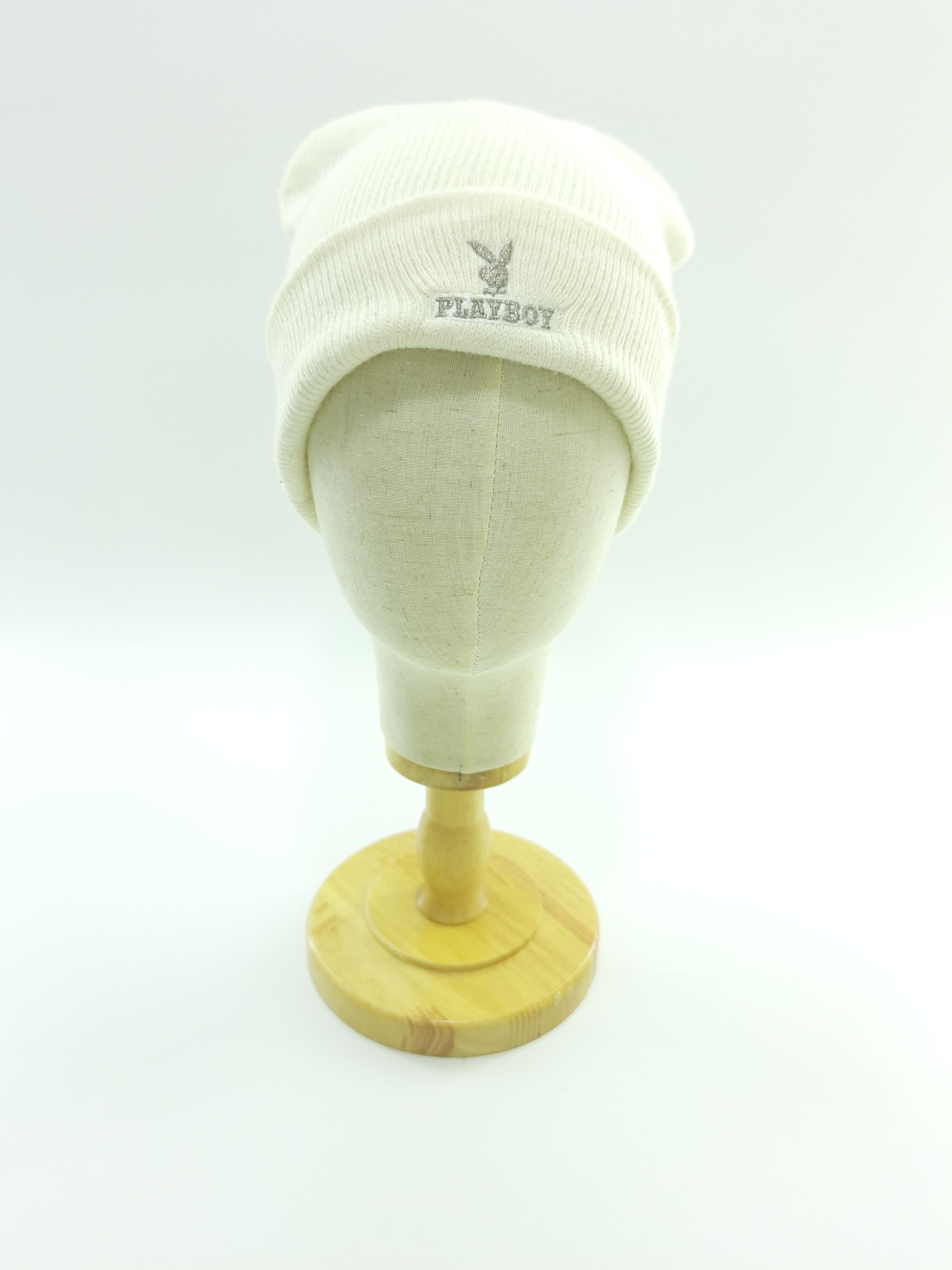 Playboy × Vintage Playboy Plain White Beanie / Hat - BN18 Size ONE SIZE - 3 Thumbnail