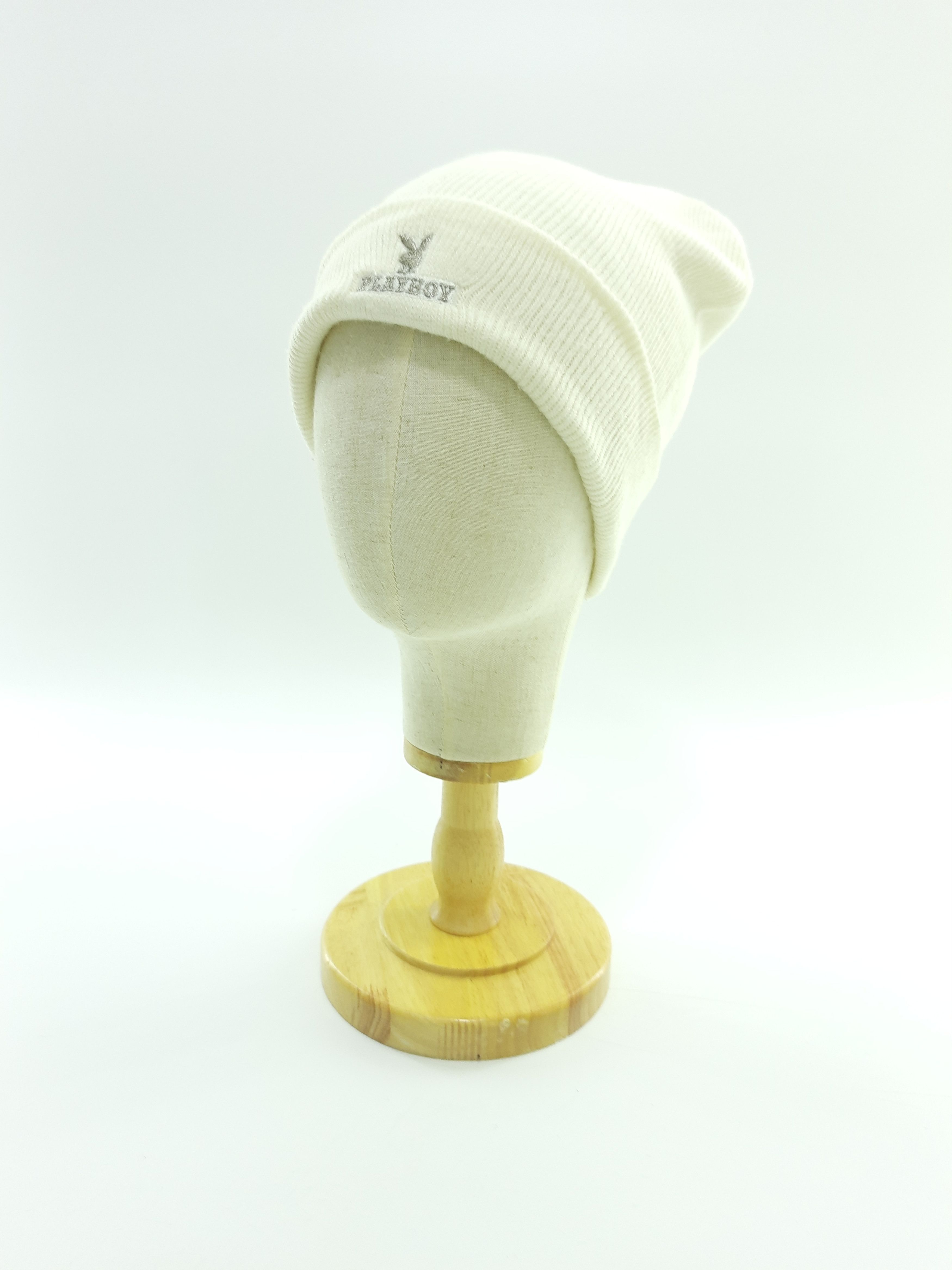 Playboy × Vintage Playboy Plain White Beanie / Hat - BN18 Size ONE SIZE - 4 Thumbnail