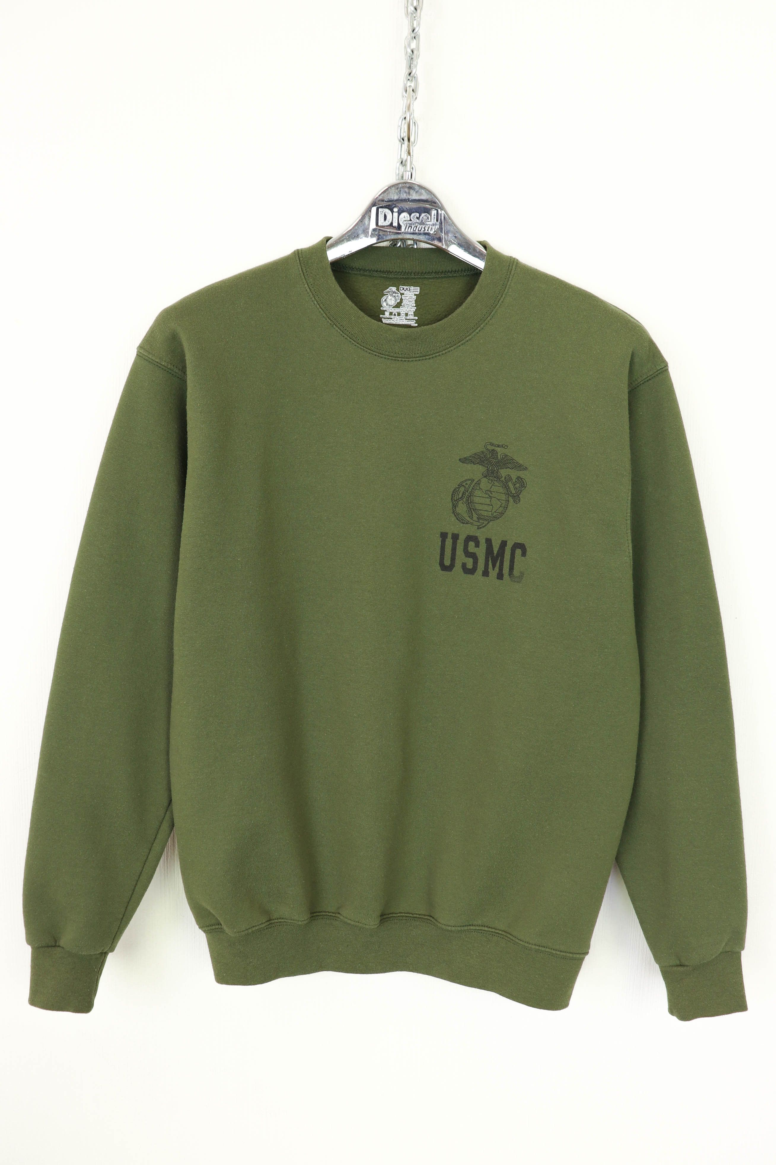 Vintage USMC Printed DUKE Athletic Khaki Green Crewneck Sweatshirt Size US M / EU 48-50 / 2 - 1 Thumbnail