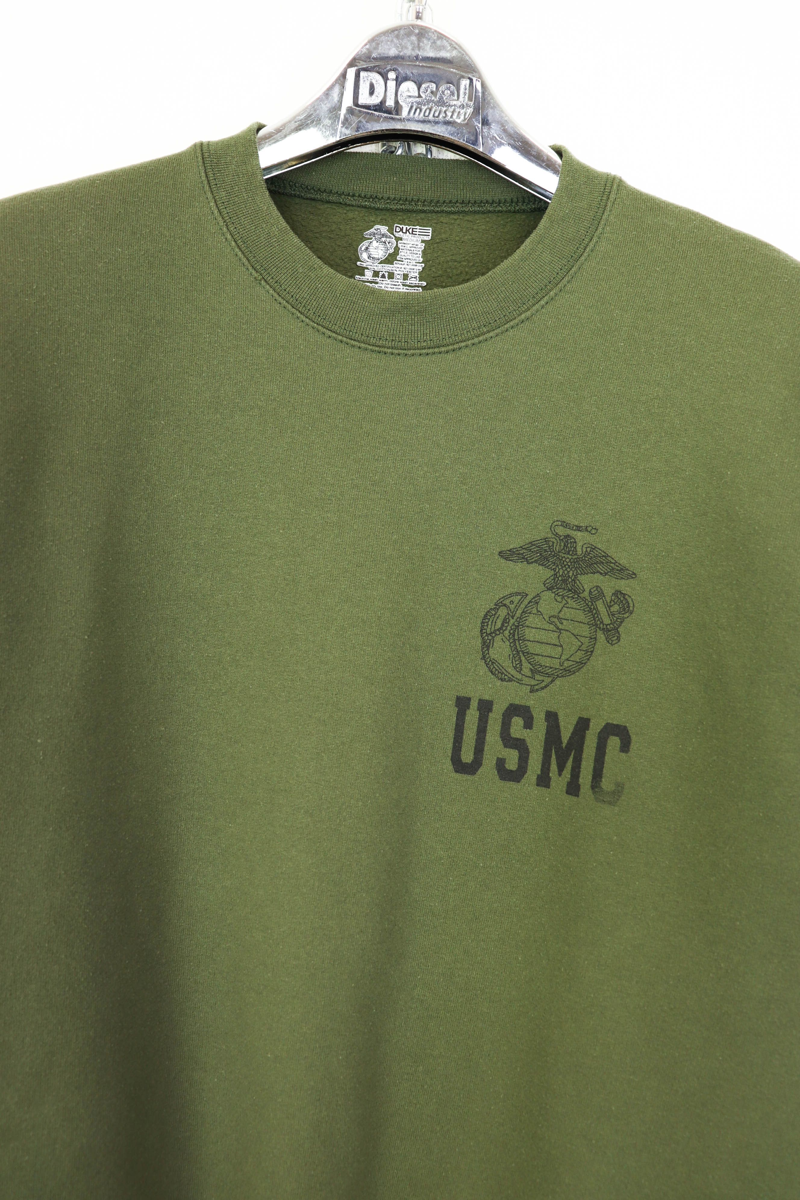 Vintage USMC Printed DUKE Athletic Khaki Green Crewneck Sweatshirt Size US M / EU 48-50 / 2 - 4 Thumbnail