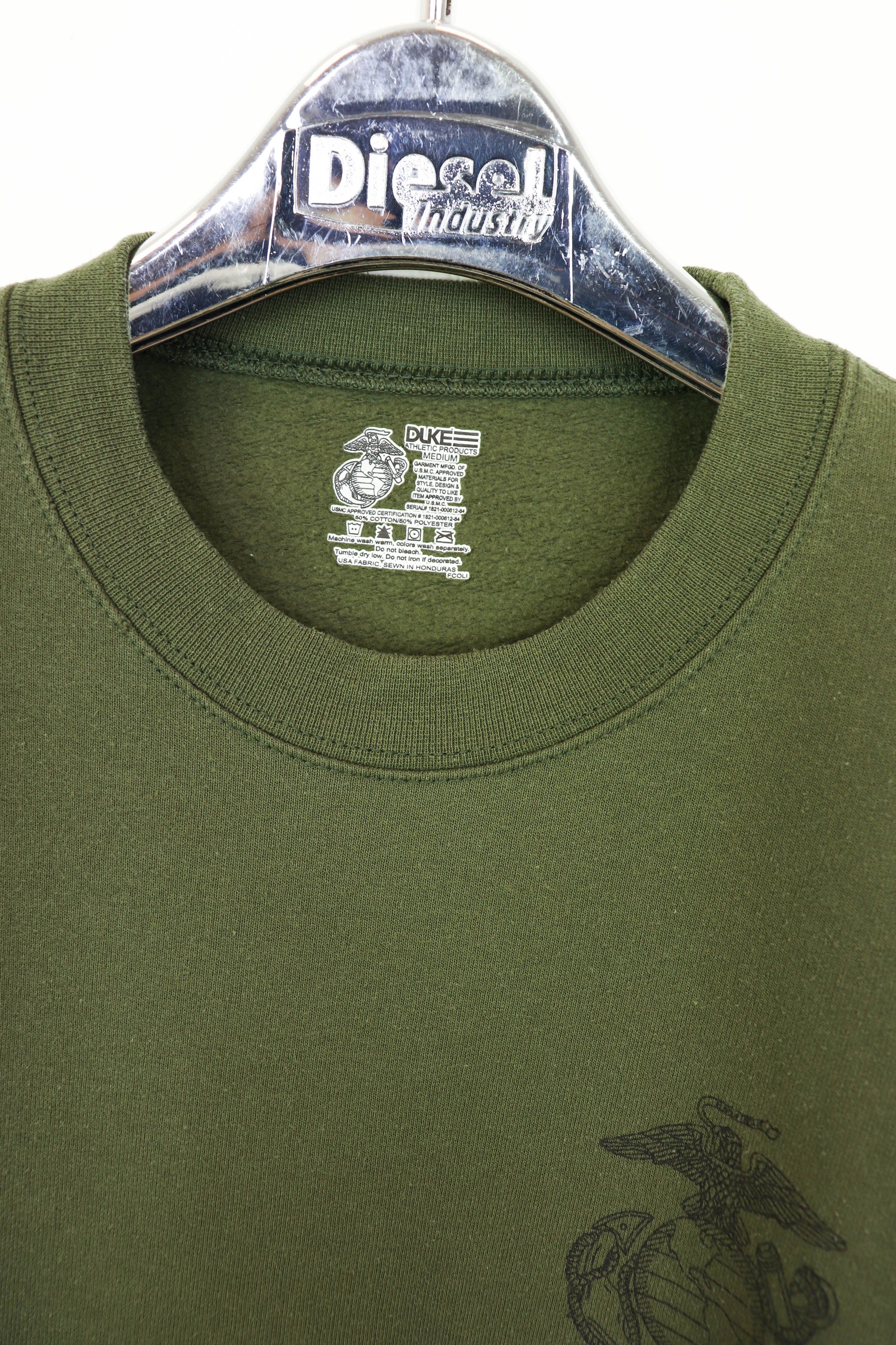 Vintage USMC Printed DUKE Athletic Khaki Green Crewneck Sweatshirt Size US M / EU 48-50 / 2 - 7 Thumbnail