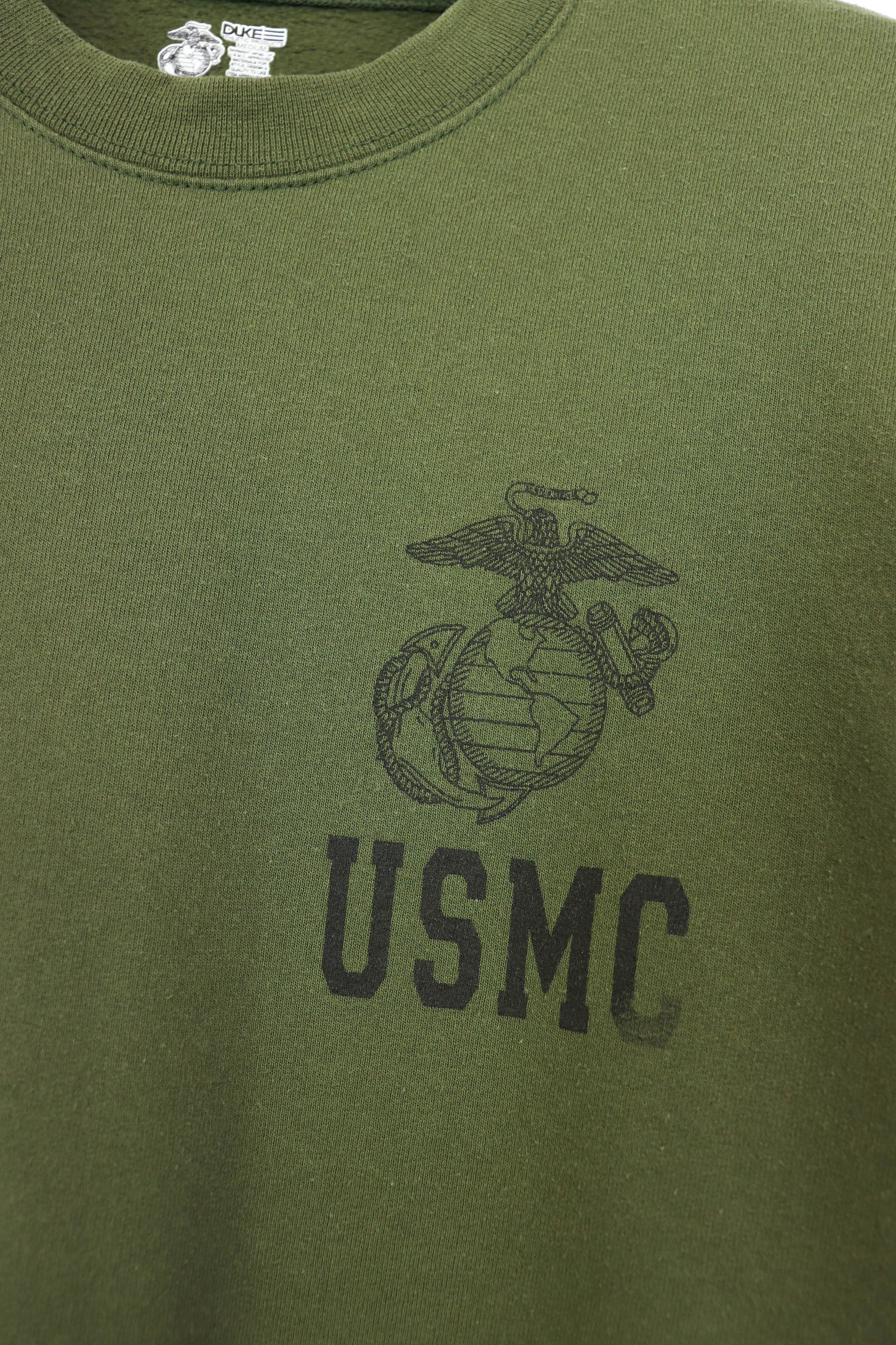 Vintage USMC Printed DUKE Athletic Khaki Green Crewneck Sweatshirt Size US M / EU 48-50 / 2 - 5 Thumbnail