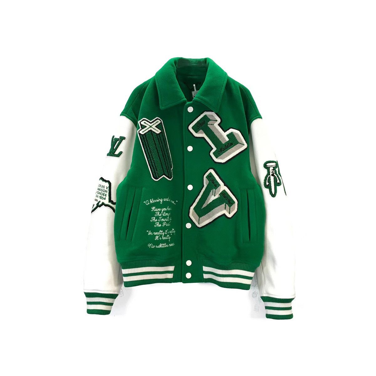 Louis Vuitton LouisVuitton FW21 Green Varsity Jacket SZ48