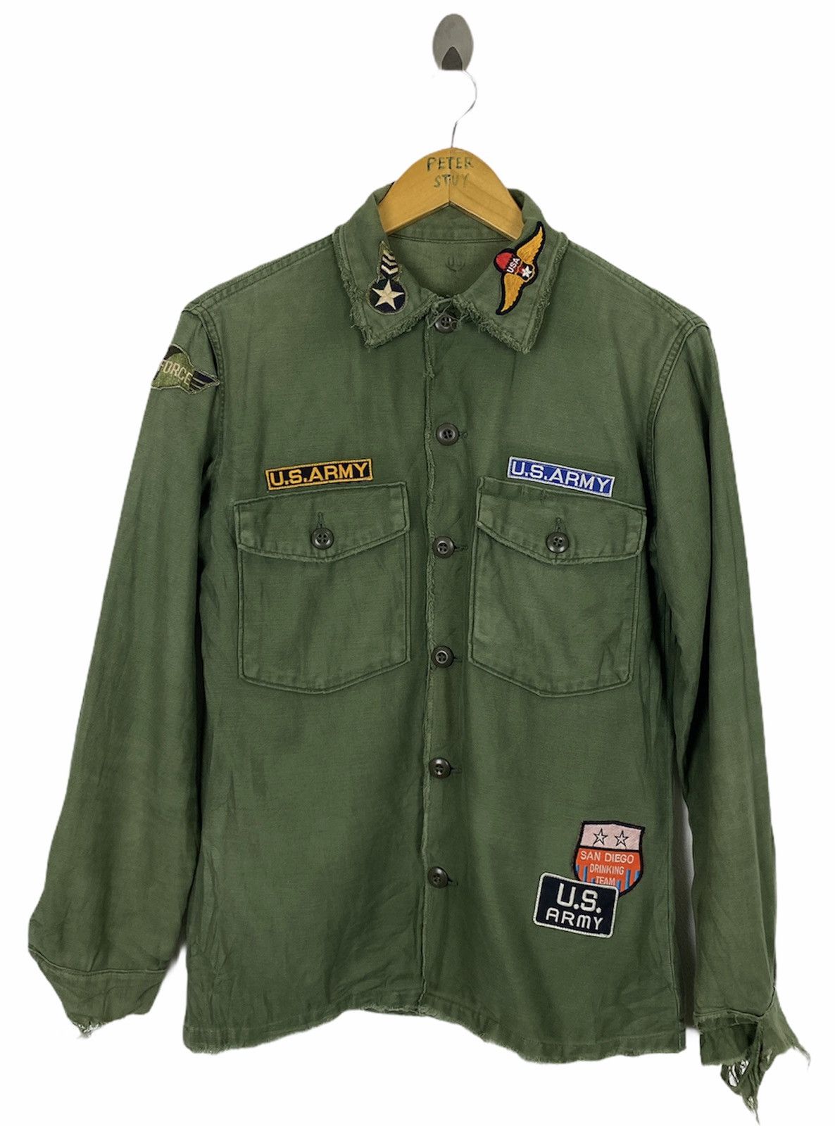 Japanese Brand DISTRESSED BUTTON UPS SHIRT ARMY MILITARY DESIGN Size US M / EU 48-50 / 2 - 1 Thumbnail