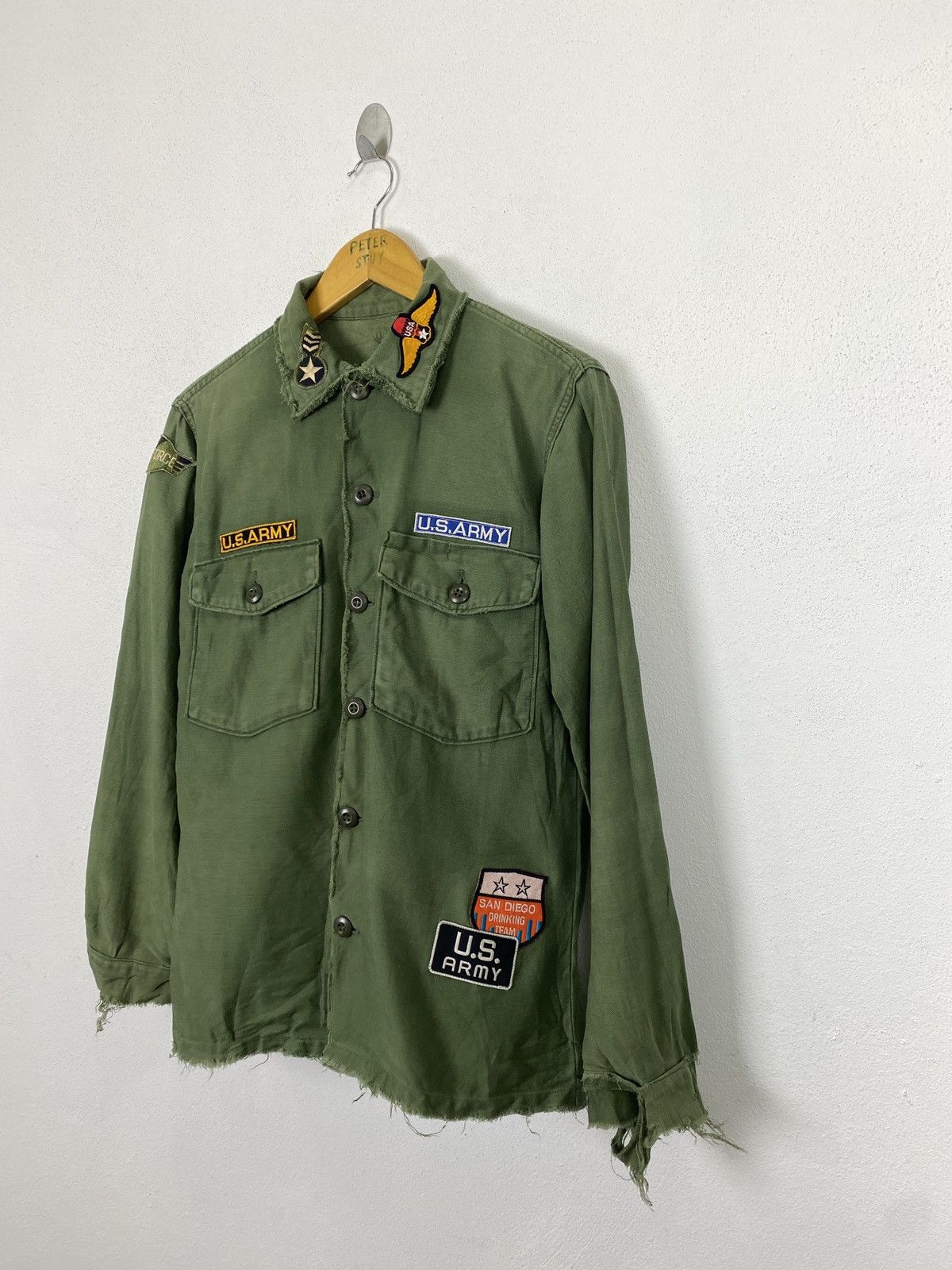 Japanese Brand DISTRESSED BUTTON UPS SHIRT ARMY MILITARY DESIGN Size US M / EU 48-50 / 2 - 2 Thumbnail