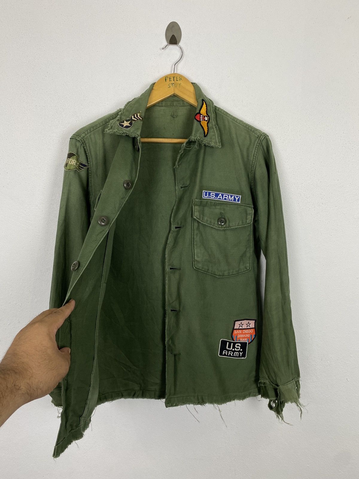Japanese Brand DISTRESSED BUTTON UPS SHIRT ARMY MILITARY DESIGN Size US M / EU 48-50 / 2 - 10 Thumbnail