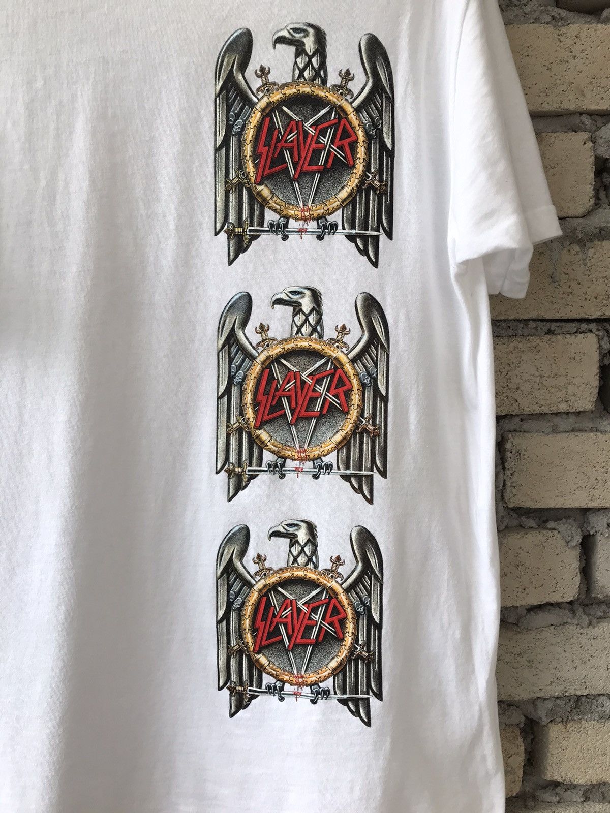 Band Tees × Supreme Supreme X Slayer Band Tee Eagle Logo Black Metal Legit Item Size US L / EU 52-54 / 3 - 3 Thumbnail