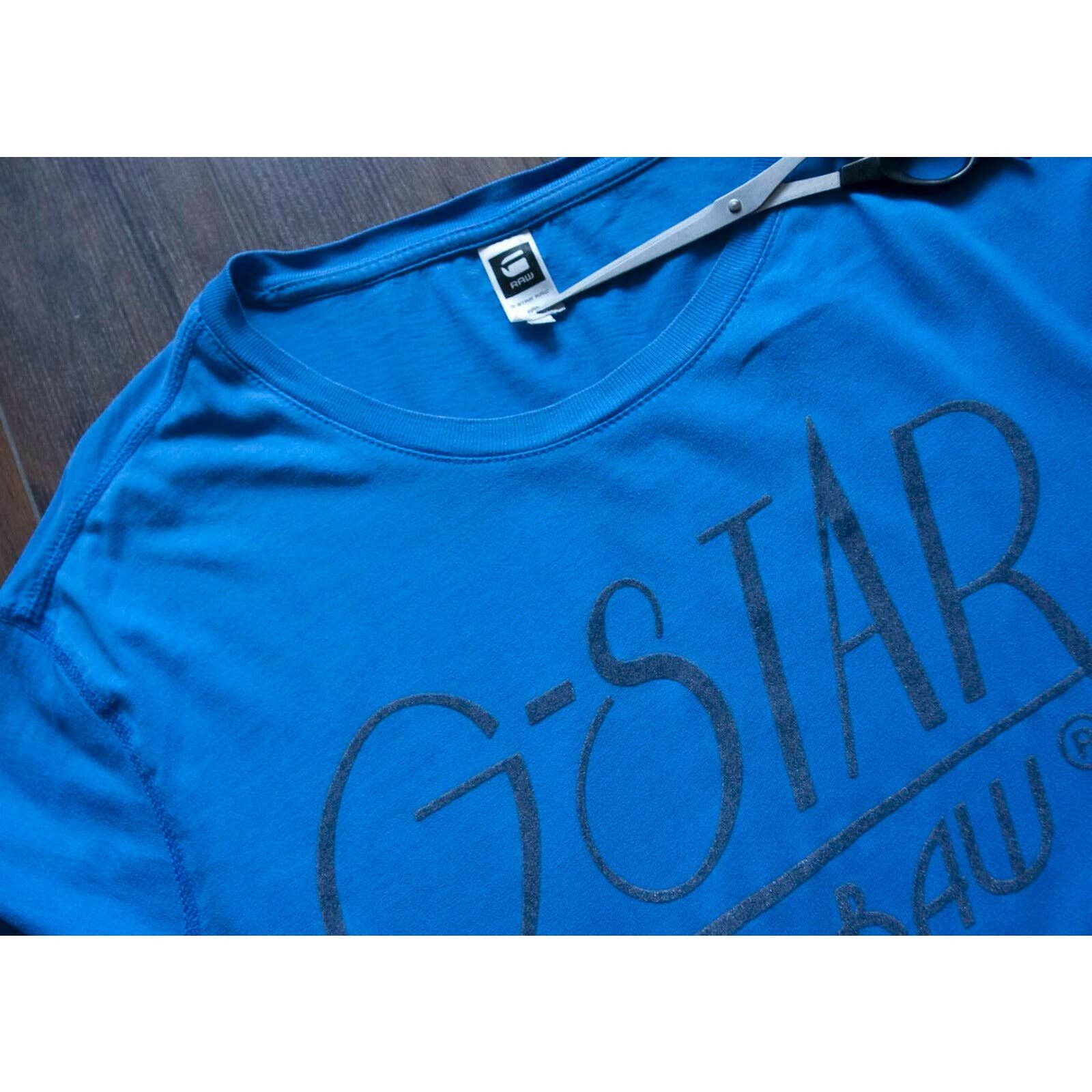 G-Star ** G Star T Shirt Blue Spell Out Size XL Size US XL / EU 56 / 4 - 3 Thumbnail