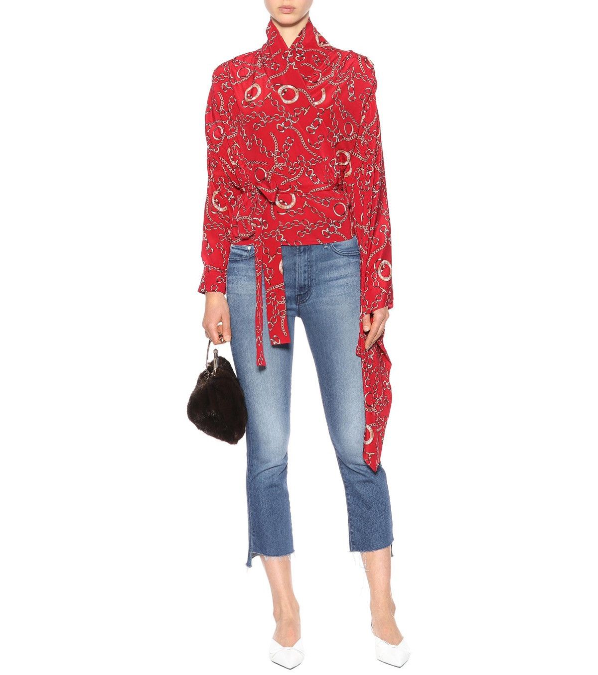 Balenciaga Balenciaga Chain Print Silk Wrap Blouse Size XS / US 0-2 / IT 36-38 - 3 Thumbnail