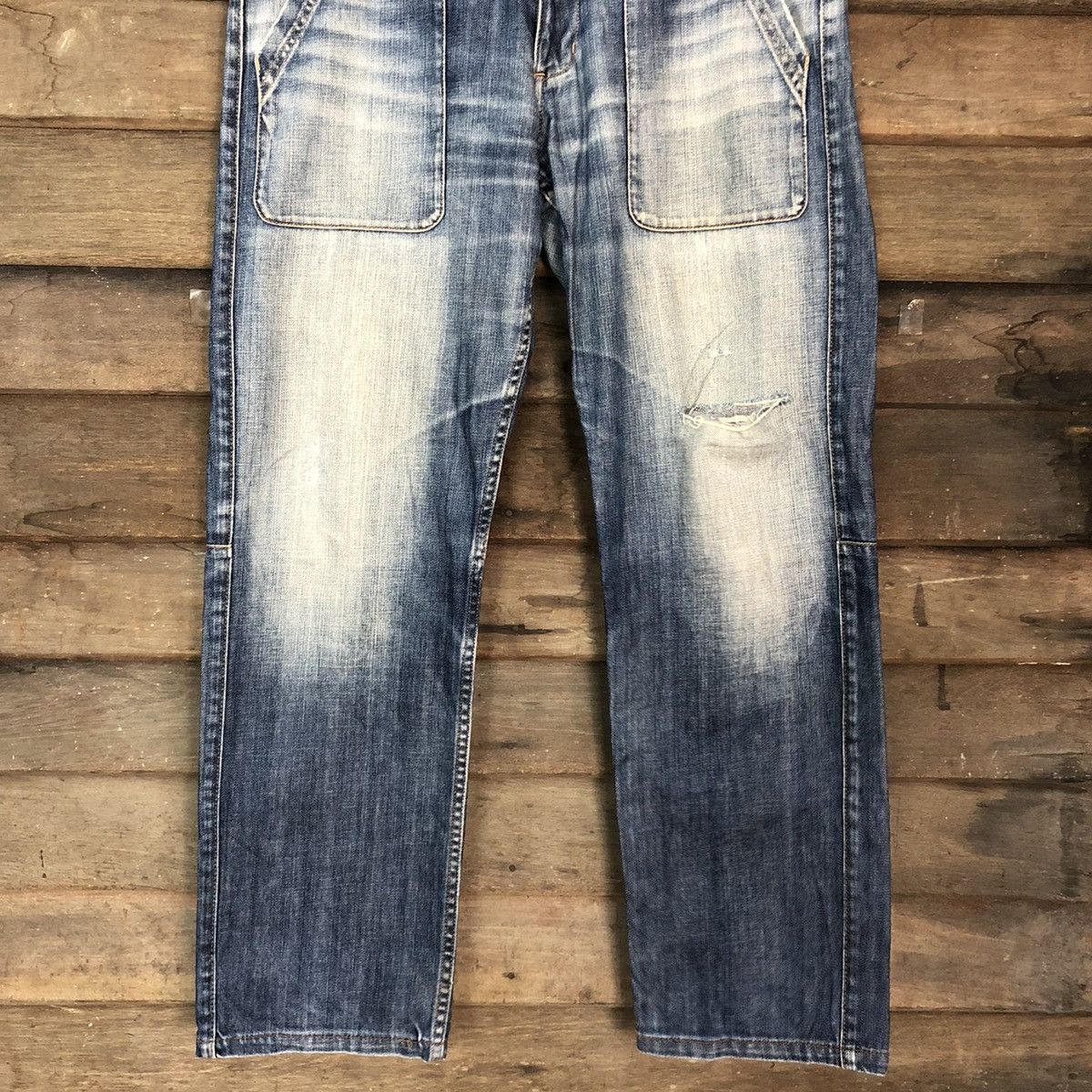 Faded Glory Liberto Paris Blue distressed Denim Jeans Pants #4584 Size US 33 - 3 Thumbnail