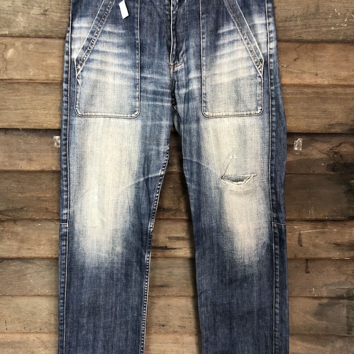 Faded Glory Liberto Paris Blue distressed Denim Jeans Pants #4584 Size US 33 - 4 Thumbnail