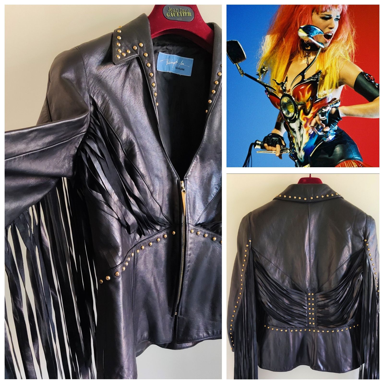 Thierry Mugler Thierry Mugler Couture Leather Motorcycle Rivet Jacket ...