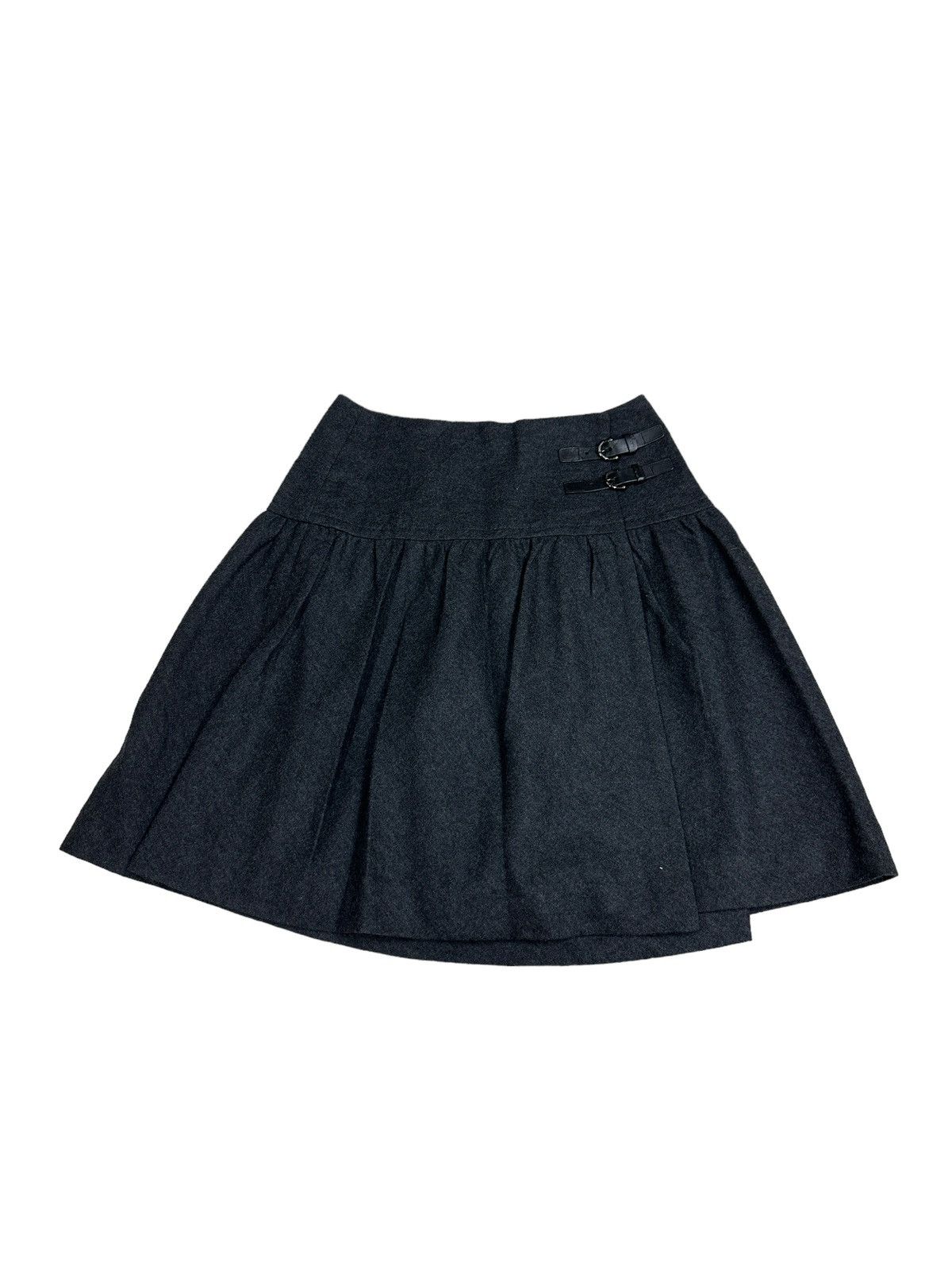 image of Burberry Pleated Wool Skirt in Grey, Women's (Size 26)