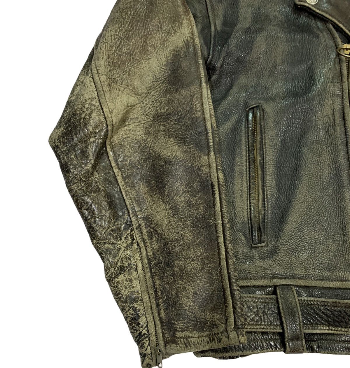 Genuine Leather ⚡️Vintage Double Collar Bikers Leather Jacket Size US S / EU 44-46 / 1 - 4 Thumbnail