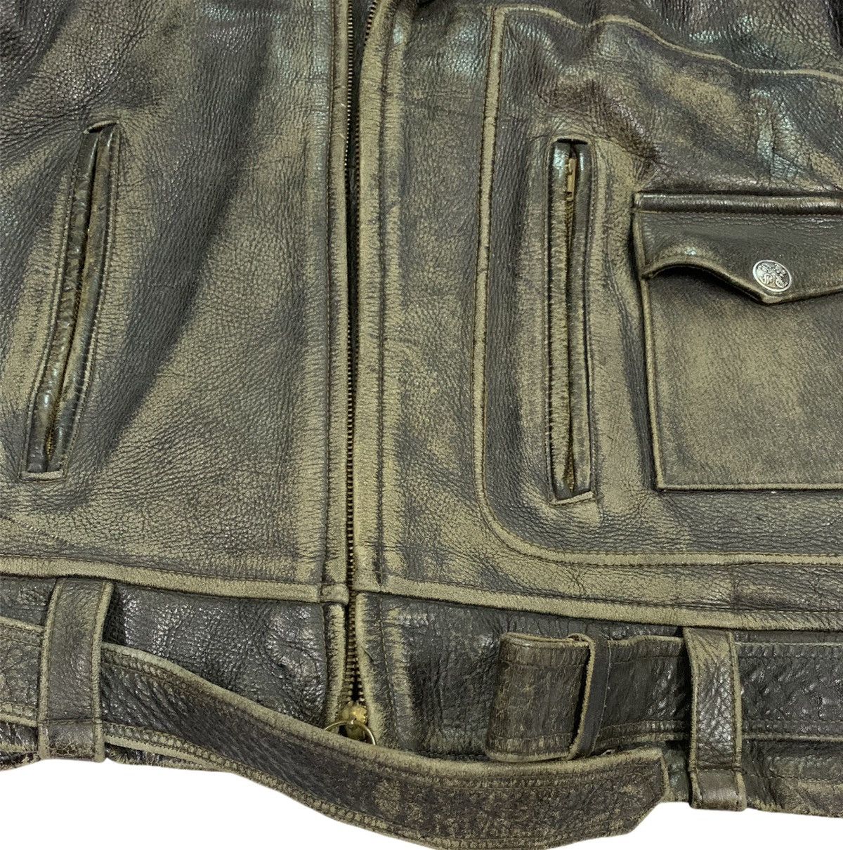 Genuine Leather ⚡️Vintage Double Collar Bikers Leather Jacket Size US S / EU 44-46 / 1 - 8 Thumbnail