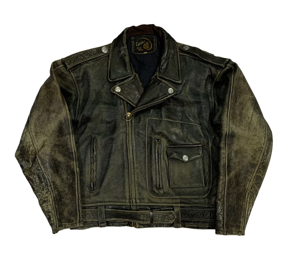 Genuine Leather ⚡️Vintage Double Collar Bikers Leather Jacket Size US S / EU 44-46 / 1 - 1 Thumbnail
