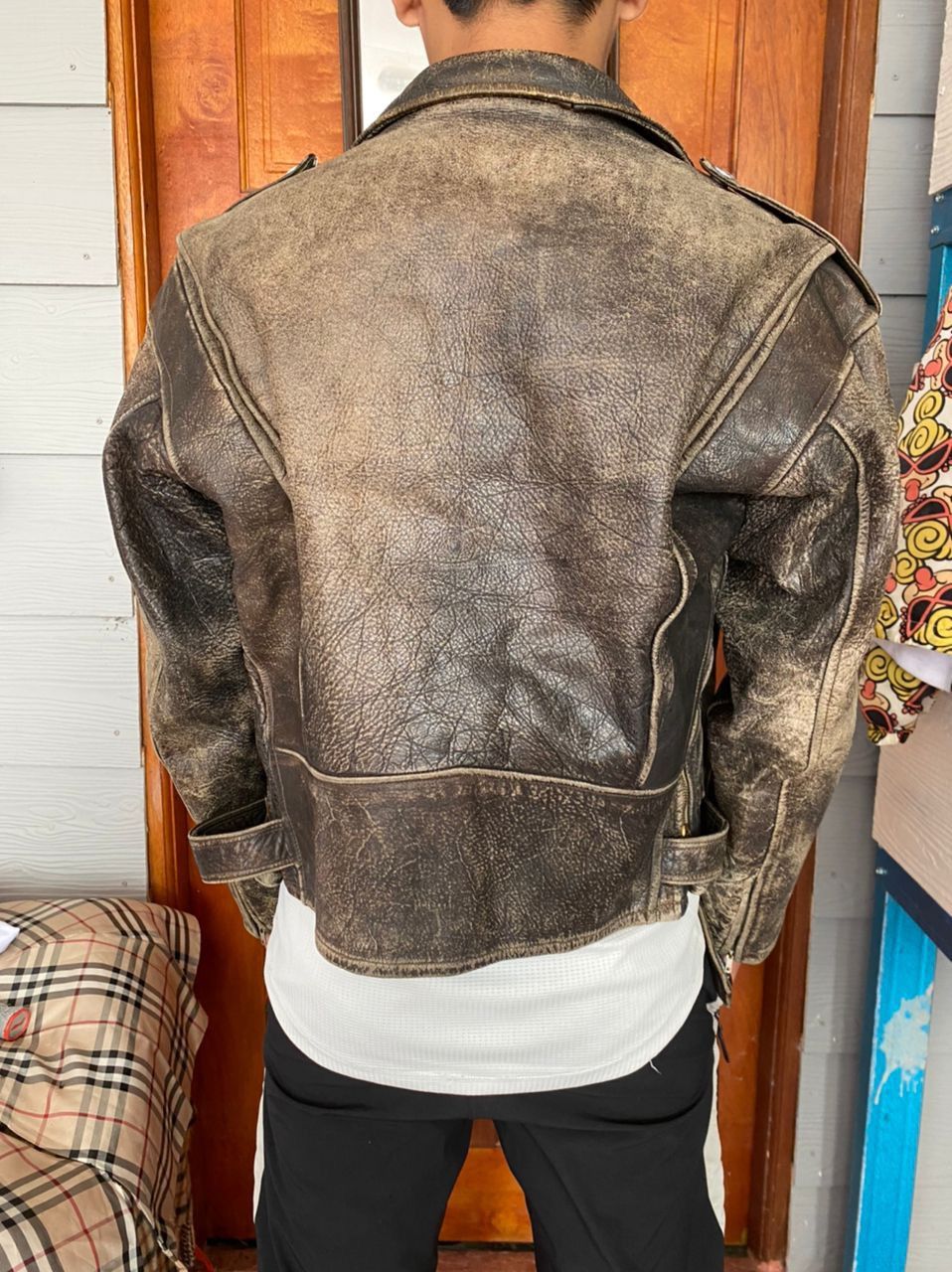 Genuine Leather ⚡️Vintage Double Collar Bikers Leather Jacket Size US S / EU 44-46 / 1 - 14 Thumbnail