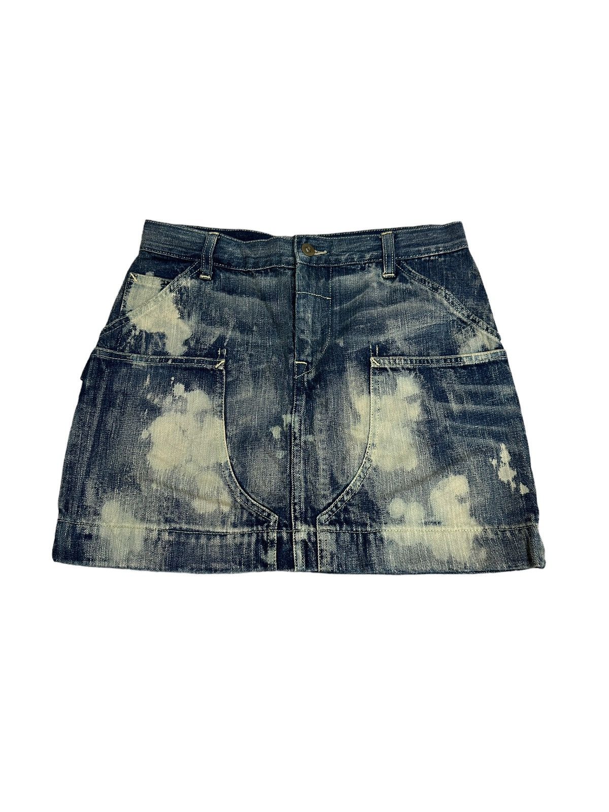 image of Polo Ralph Laurent Denim Acid Wash Skirt in Blue, Women's (Size 29)