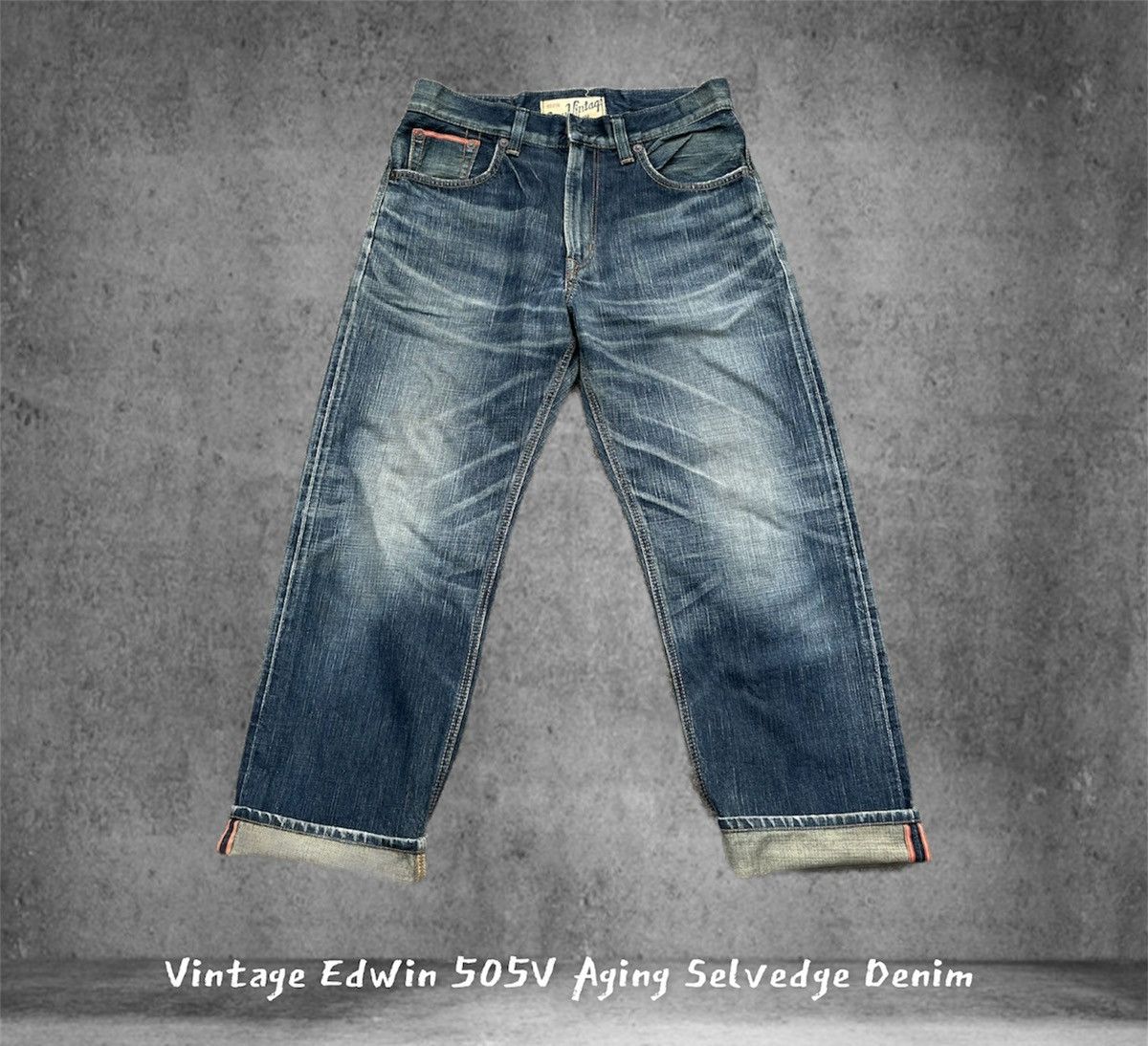 image of Edwin 505V Aging Selvedge Denim in Blue, Men's (Size 34)