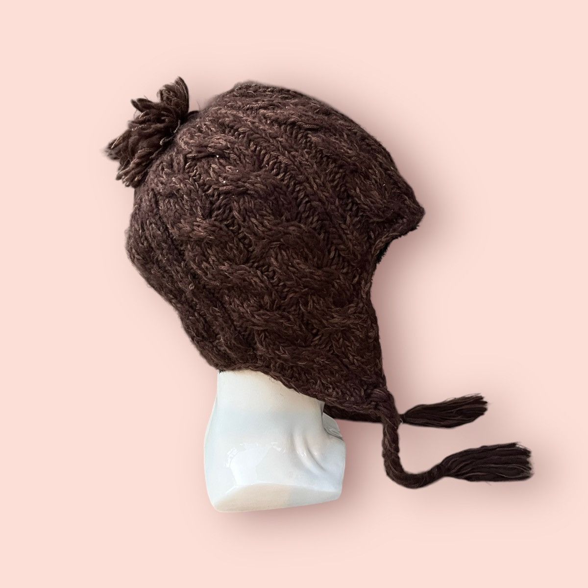 Japanese Brand VINTAGE MANDARINA DUCK CABLE KNITTED EARFLAP BEANIE Size ONE SIZE - 24 Thumbnail