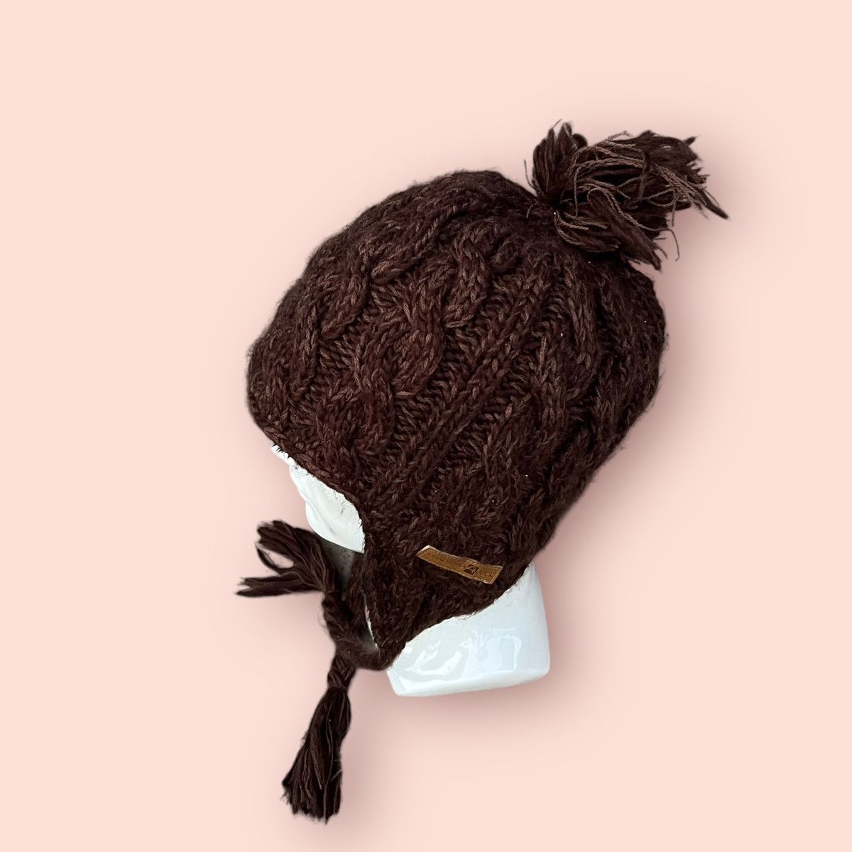 Japanese Brand VINTAGE MANDARINA DUCK CABLE KNITTED EARFLAP BEANIE Size ONE SIZE - 20 Thumbnail