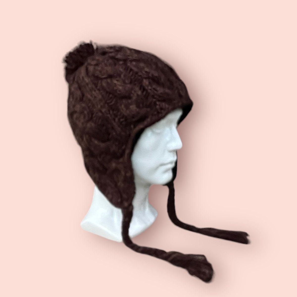 Japanese Brand VINTAGE MANDARINA DUCK CABLE KNITTED EARFLAP BEANIE Size ONE SIZE - 11 Thumbnail