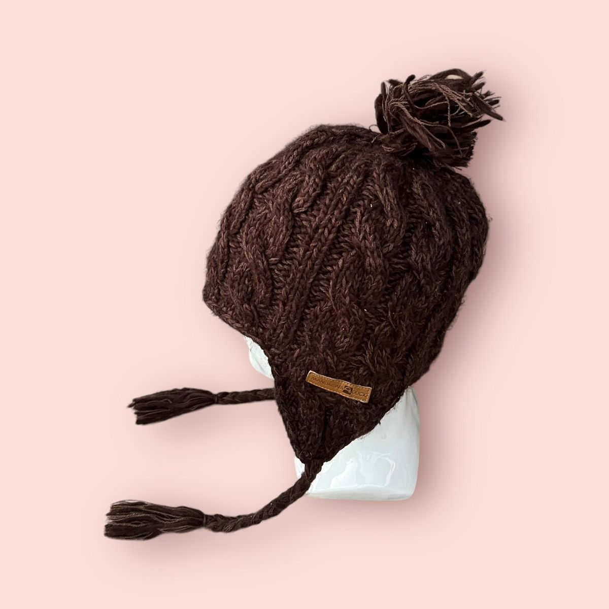 Japanese Brand VINTAGE MANDARINA DUCK CABLE KNITTED EARFLAP BEANIE Size ONE SIZE - 21 Thumbnail