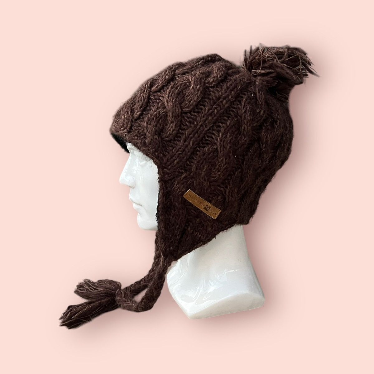 Japanese Brand VINTAGE MANDARINA DUCK CABLE KNITTED EARFLAP BEANIE Size ONE SIZE - 18 Thumbnail