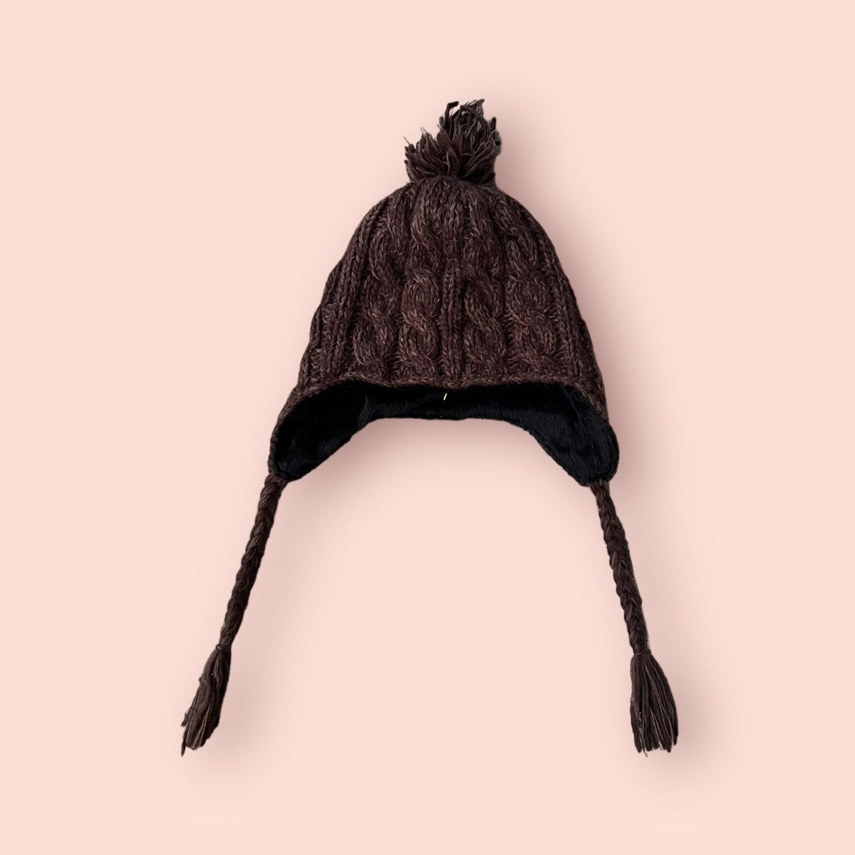 Japanese Brand VINTAGE MANDARINA DUCK CABLE KNITTED EARFLAP BEANIE Size ONE SIZE - 6 Thumbnail