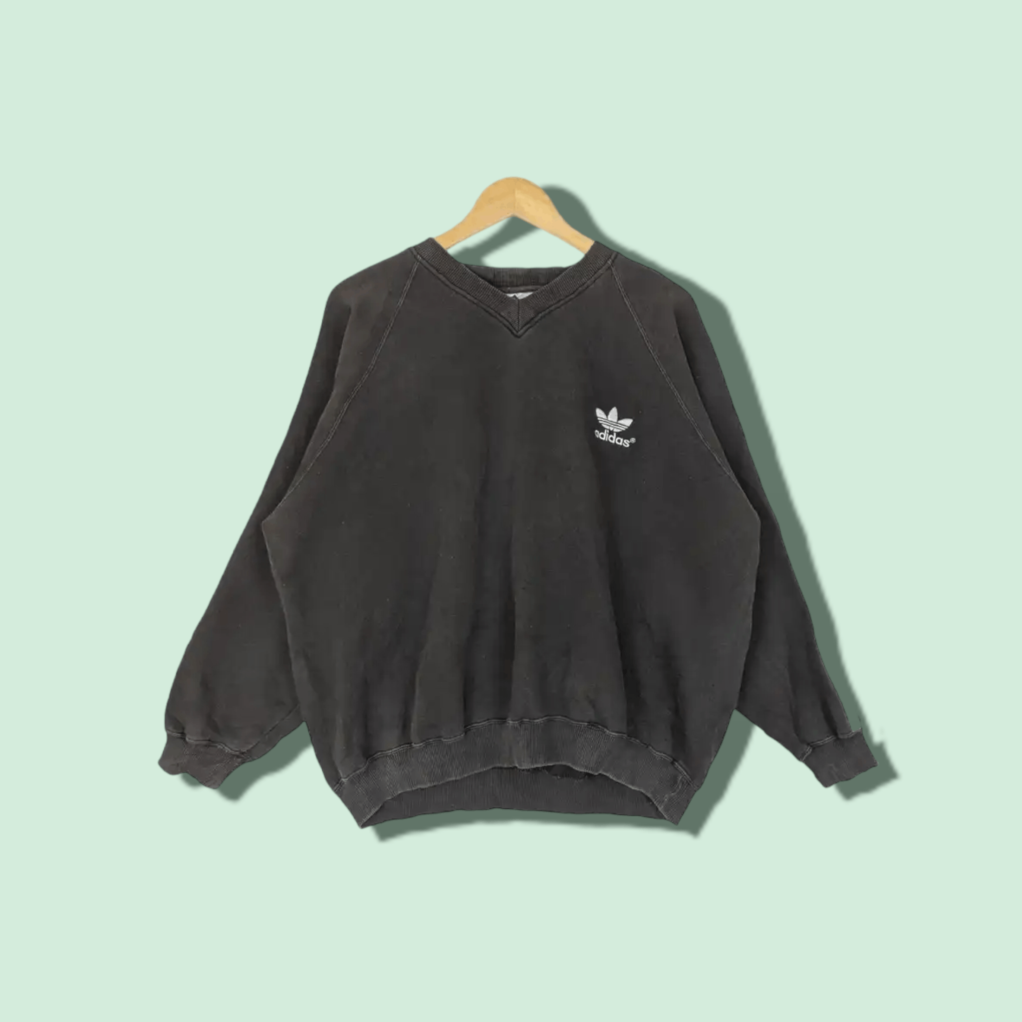 image of Vintage 90's Adidas Trefoil Oversize Jumper Sweatshirt in Black, Men's (Size XL)