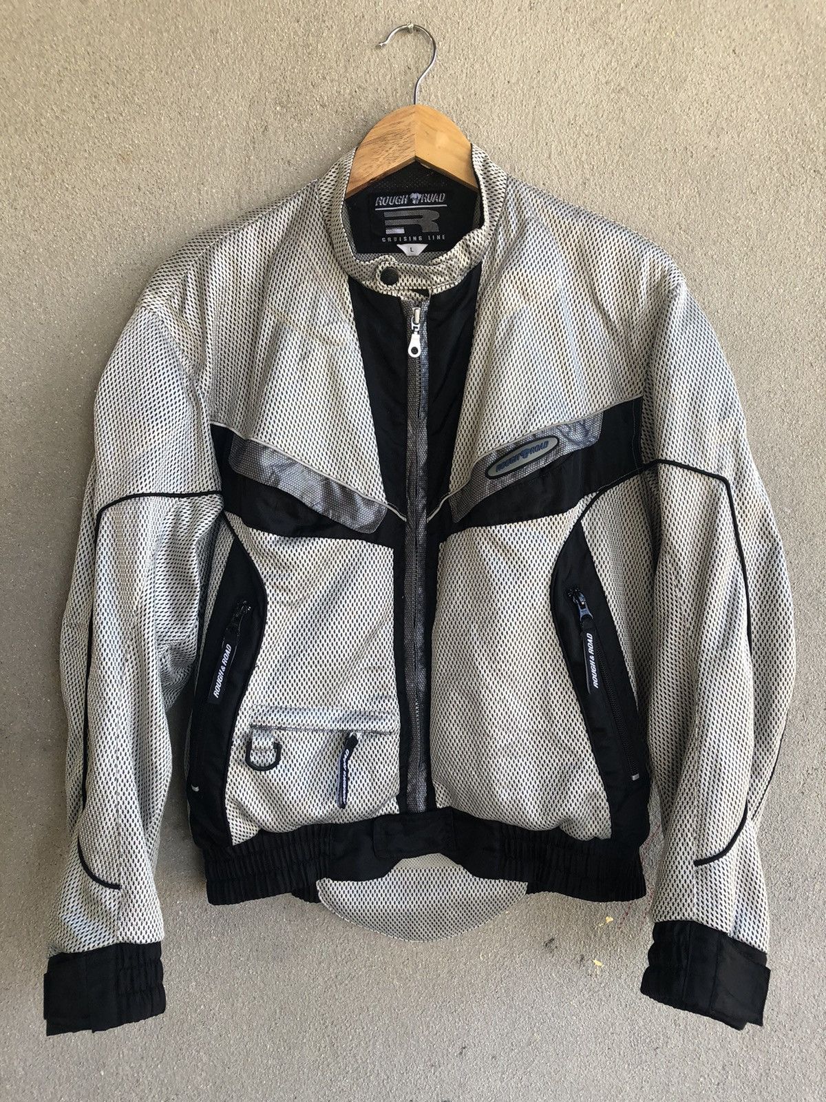 image of Racing x Sports Specialties Rough & Road Motorcycle Jacket in Black/Silver, Men's (Size Medium)