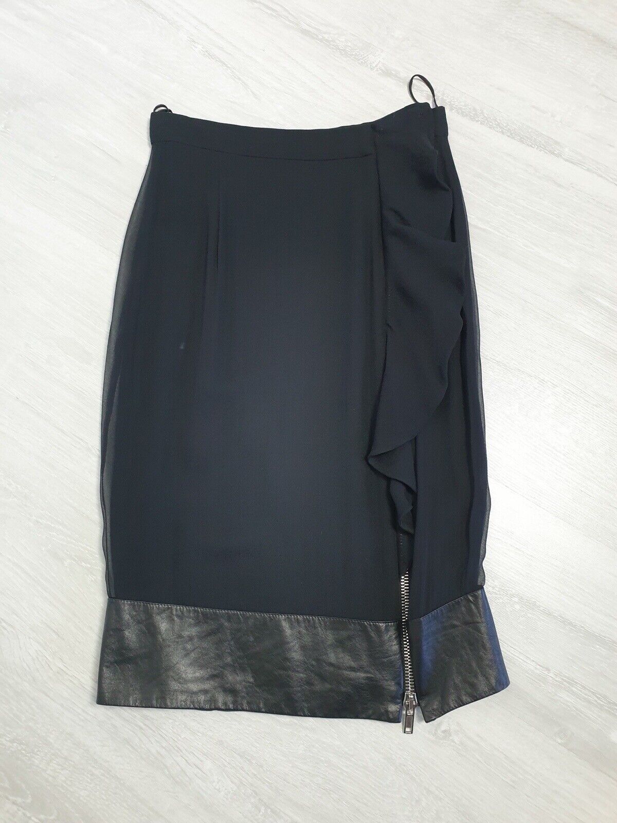 Givenchy Givenchy Skirt Silk\Leather Black Size It 38 Size 26" / US 2 / IT 38 - 4 Thumbnail