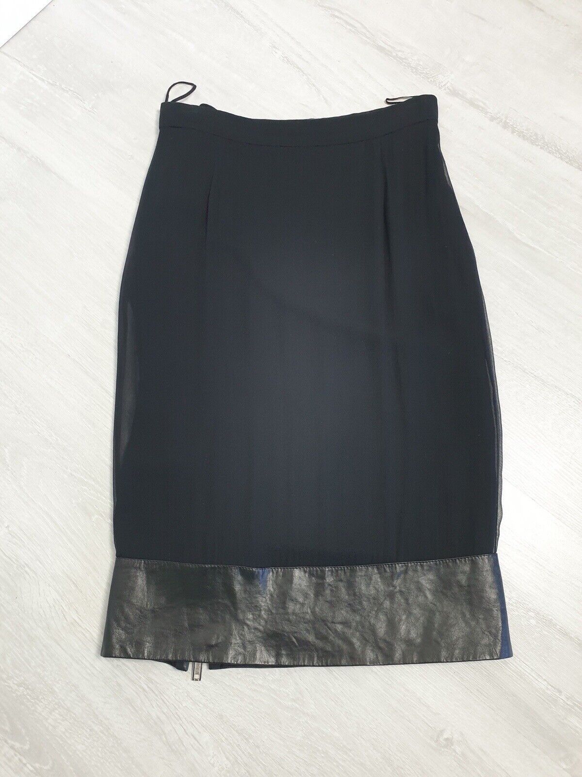 Givenchy Givenchy Skirt Silk\Leather Black Size It 38 Size 26" / US 2 / IT 38 - 5 Thumbnail
