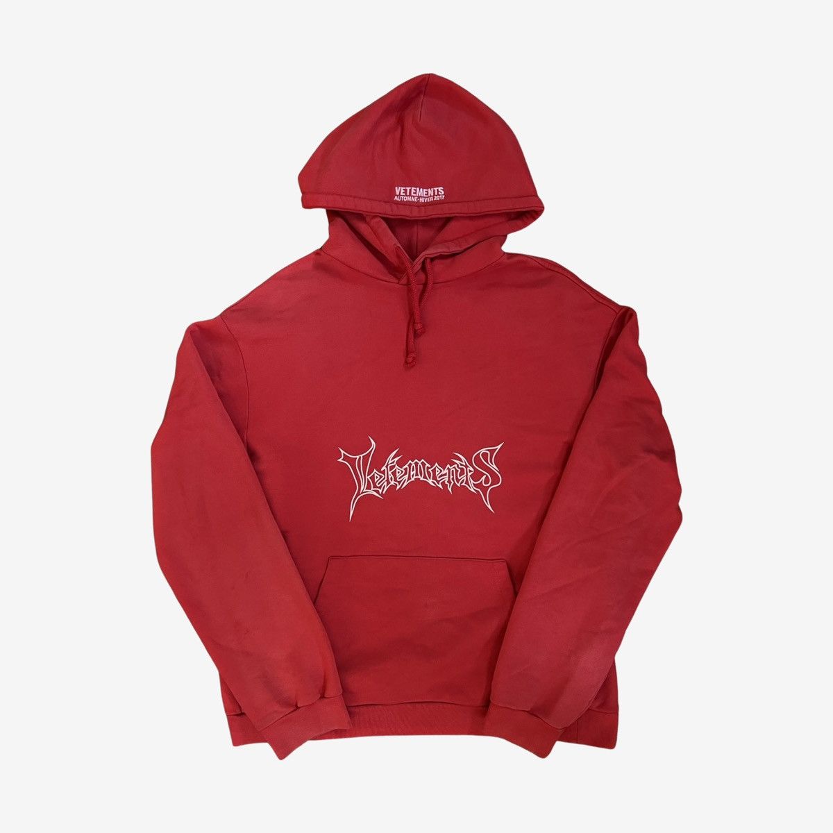 image of Vetements Seoul Exclusive Heavy Metal Hoodie in Red, Men's (Size XS)