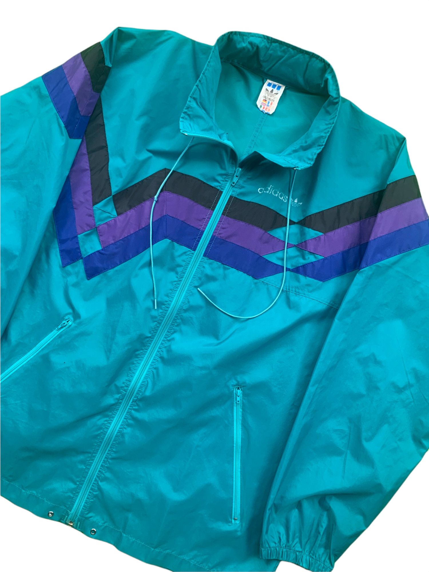 Adidas × Vintage Adidas Vintage Windbreaker Jacket Zip Size US XL / EU 56 / 4 - 3 Thumbnail