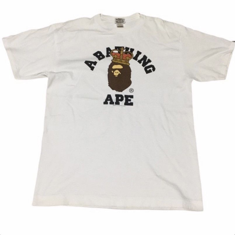 image of Bape Crown University T Shirt in White, Men's (Size Large)