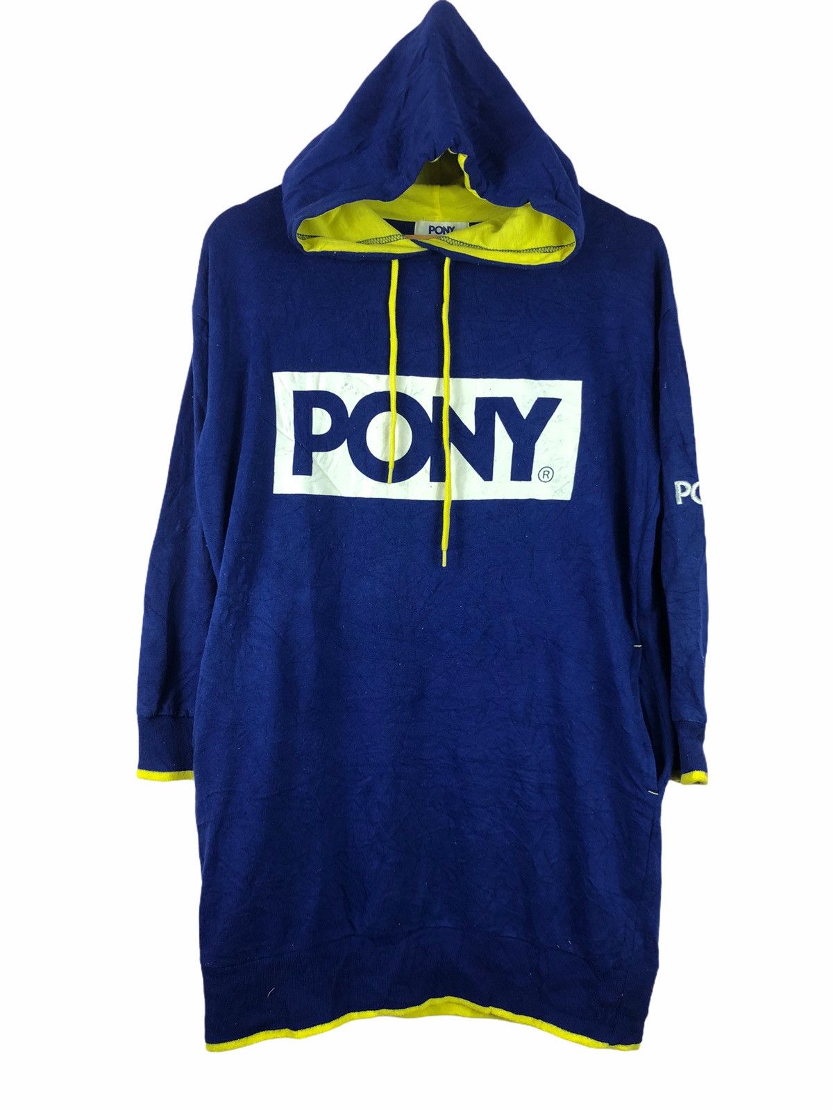 VINTAGE PONY LONG SLEEVE BLUE HOODIE SWEATSHIRT
