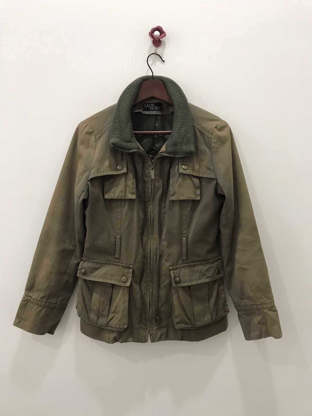 image of Fox Military Outdoor Cecilmcbee Army Multipocket Double Zipper Stylish Jacket in Military Green (Si