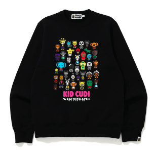 image of Ds! Bape Kid Cudi Moon Man Baby Milo Crewneck Sweatshirt in Black (Size Medium)