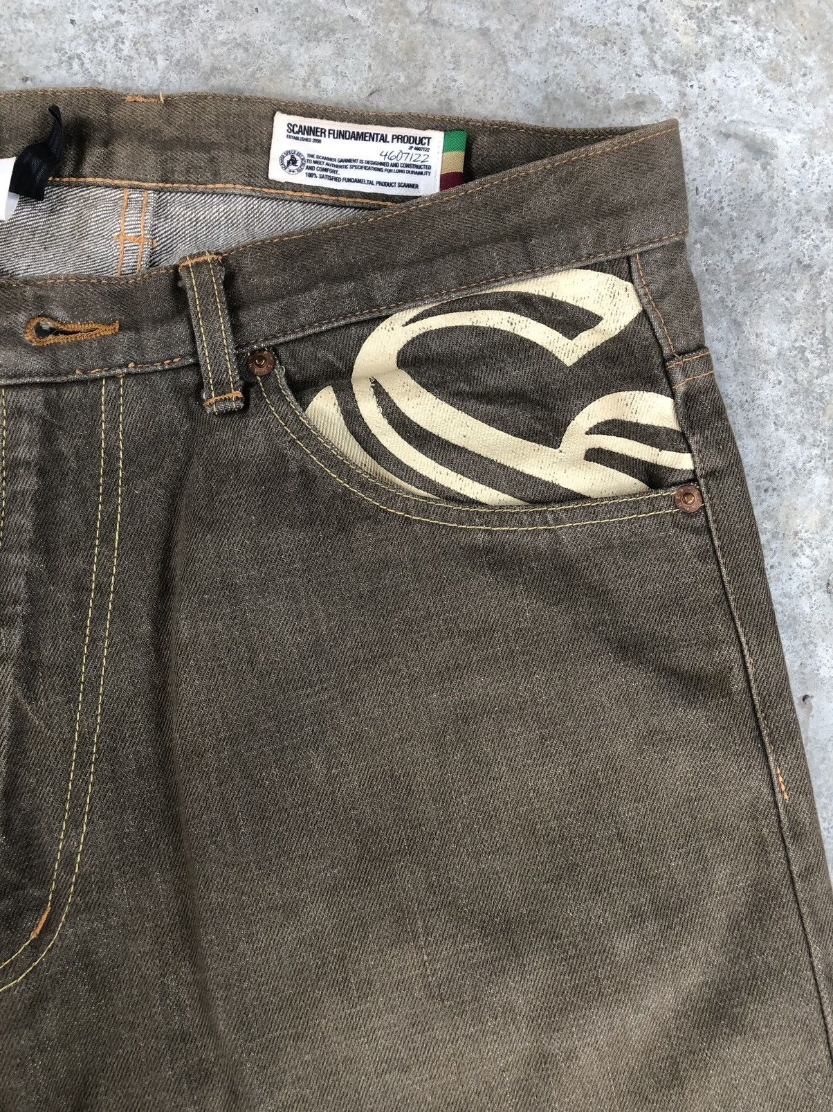 Japanese Brand Scanner Fundamental Baggy Jeans hip hop Painted Denim Size US 33 - 4 Thumbnail