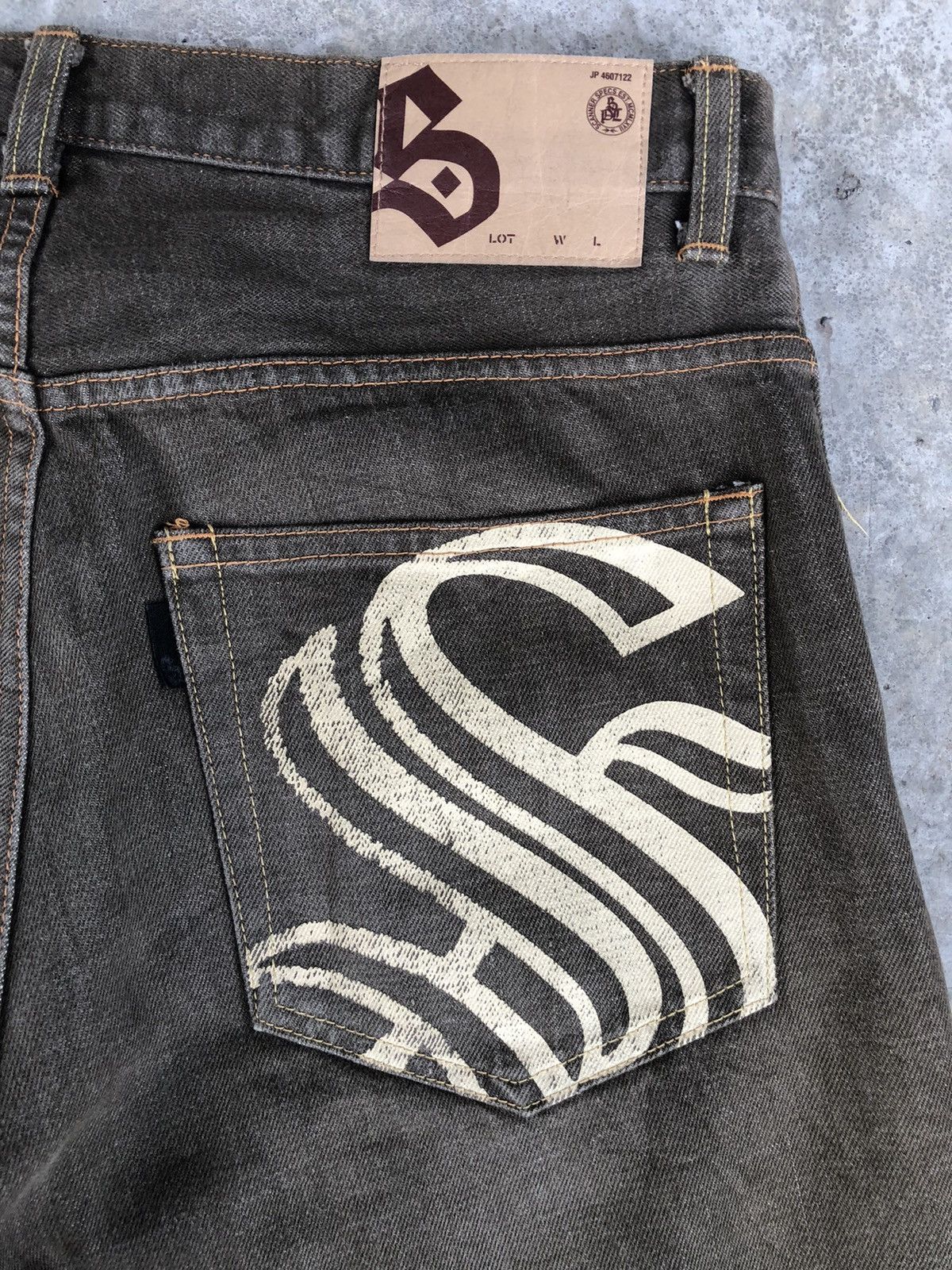 Japanese Brand Scanner Fundamental Baggy Jeans hip hop Painted Denim Size US 33 - 12 Thumbnail