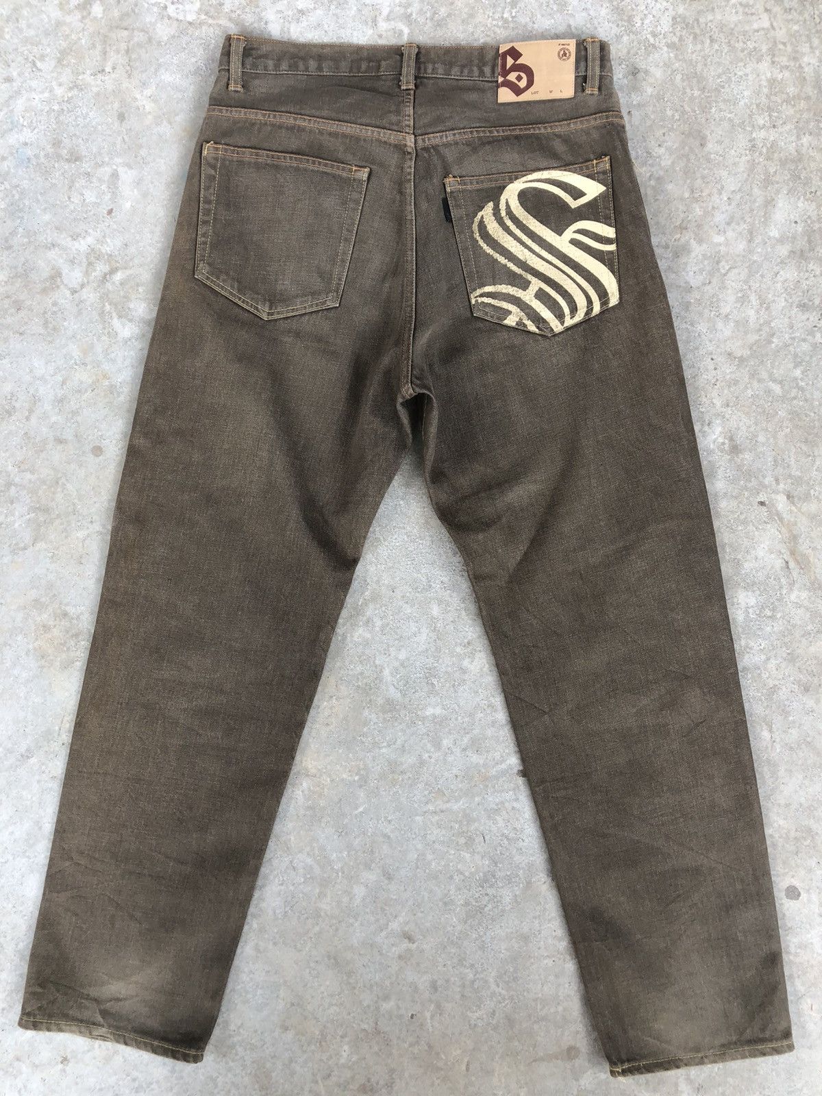 Japanese Brand Scanner Fundamental Baggy Jeans hip hop Painted Denim Size US 33 - 2 Thumbnail