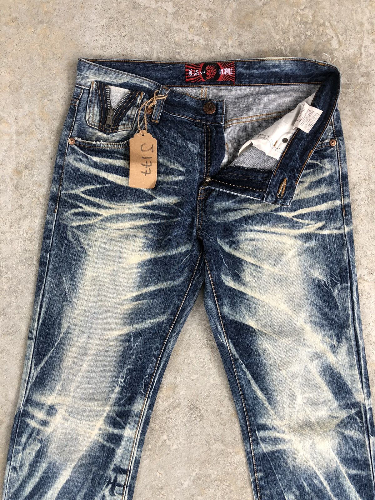 Japanese Brand Japanese Oniarai Embroidered Jeans Acid Wash Distressed Size US 33 - 3 Thumbnail
