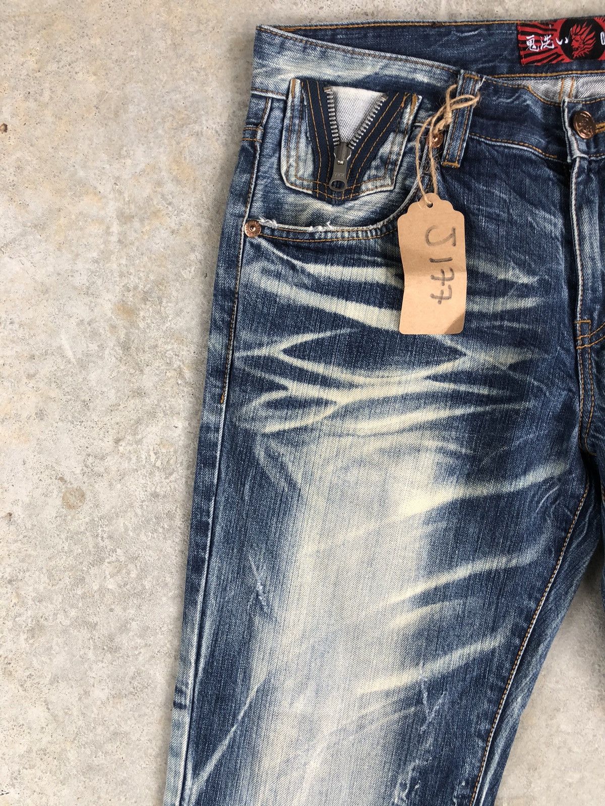 Japanese Brand Japanese Oniarai Embroidered Jeans Acid Wash Distressed Size US 33 - 4 Thumbnail