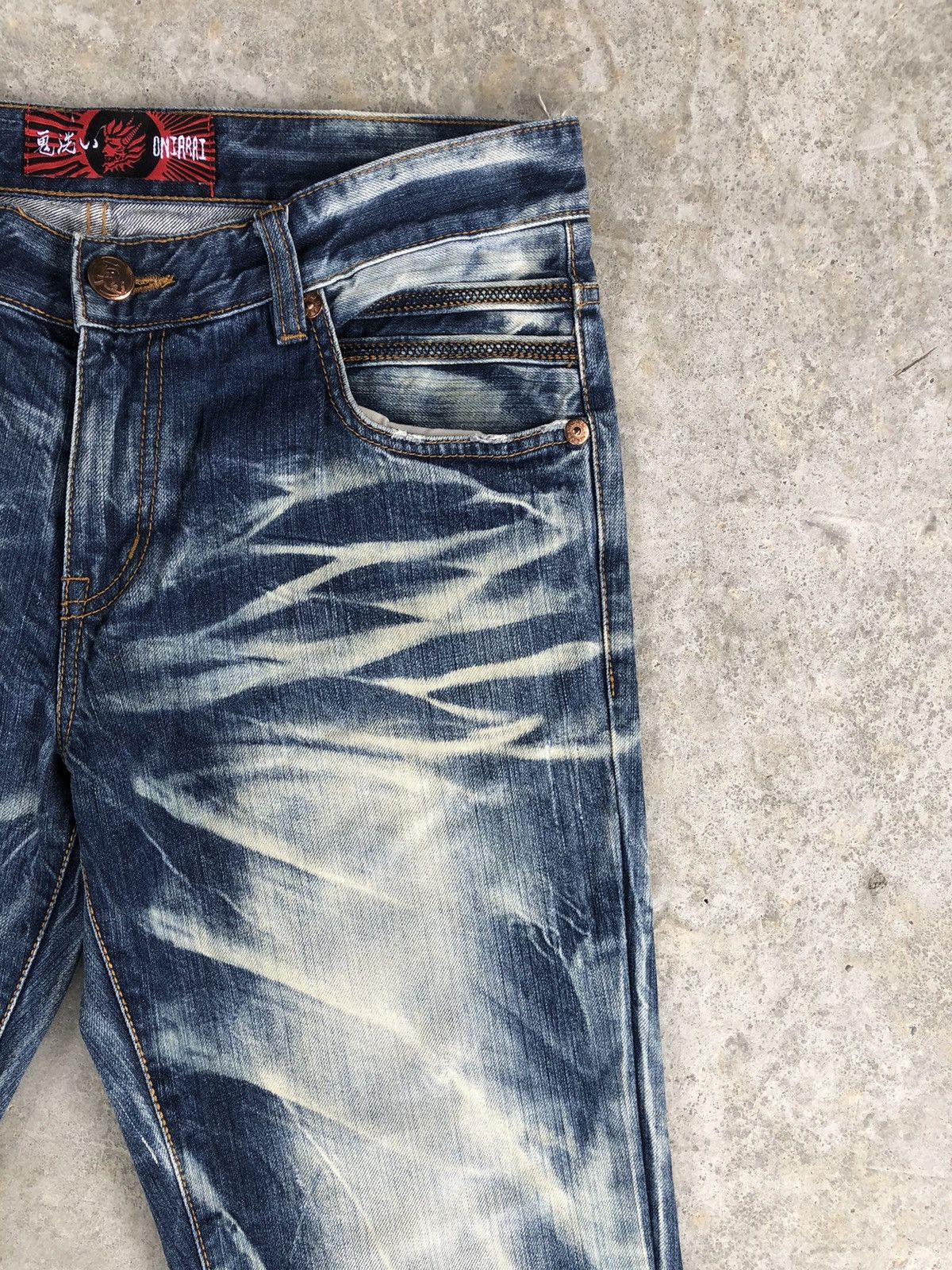 Japanese Brand Japanese Oniarai Embroidered Jeans Acid Wash Distressed Size US 33 - 5 Thumbnail