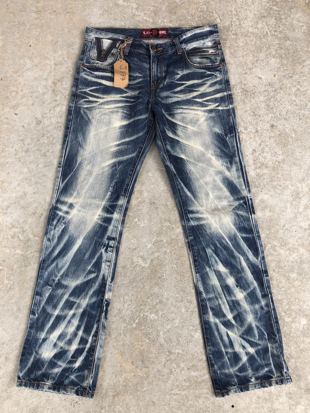 Japanese Brand Japanese Oniarai Embroidered Jeans Acid Wash Distressed Size US 33 - 2 Thumbnail